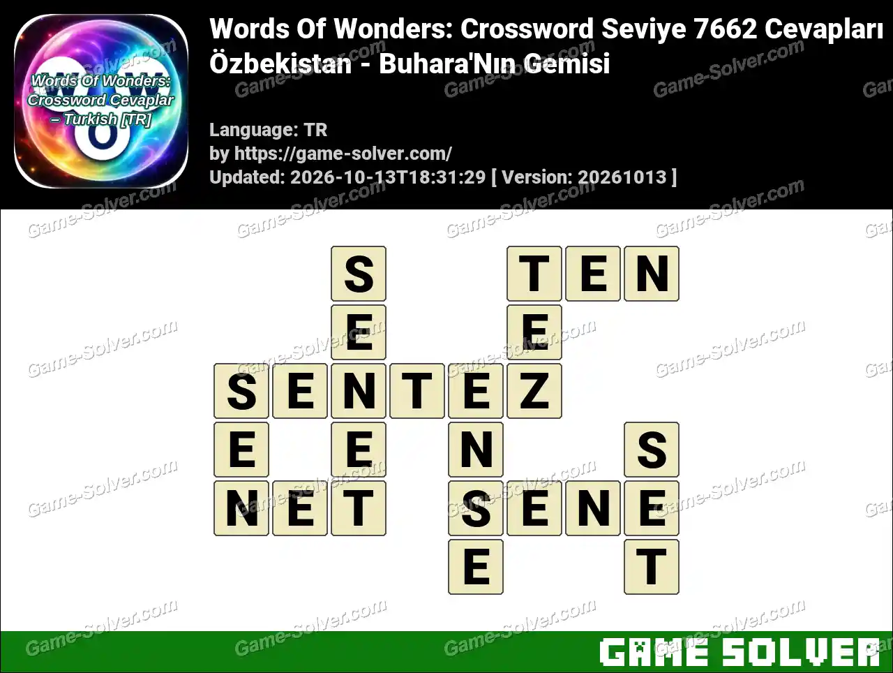 Words Of Wonders: Crossword Seviye 7662 Cevapları – Özbekistan – Buhara’Nın Gemisi